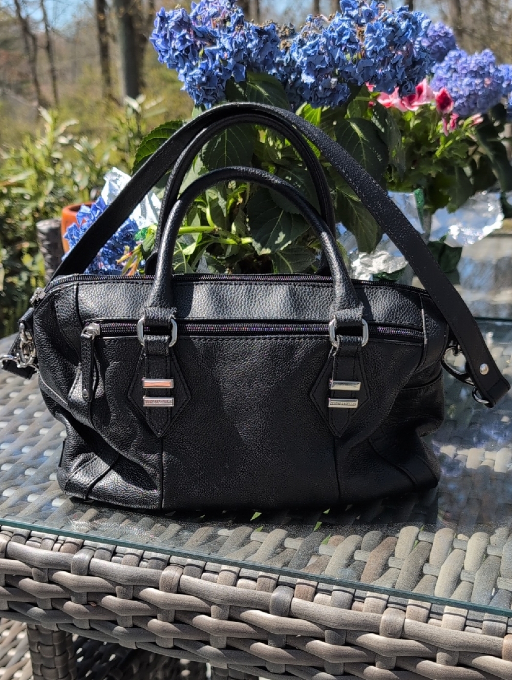 Tignanello Black Leather Shoulder Bag/Satchel